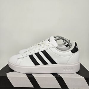 adidas Grand Court Cloudfoam Lifestyle Court Comfort White Black Shoes Size 9